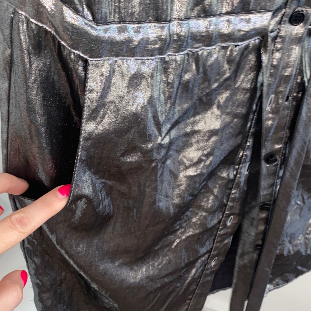 Bcbgmaxazria Shimmering Silver Button Down - image 5